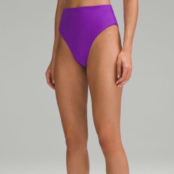 NWT Lululemon Ribbed High-Waist Skimpy-Fit Swim Bottom Atomic Purple- Size 8 - Picture 2 of 10